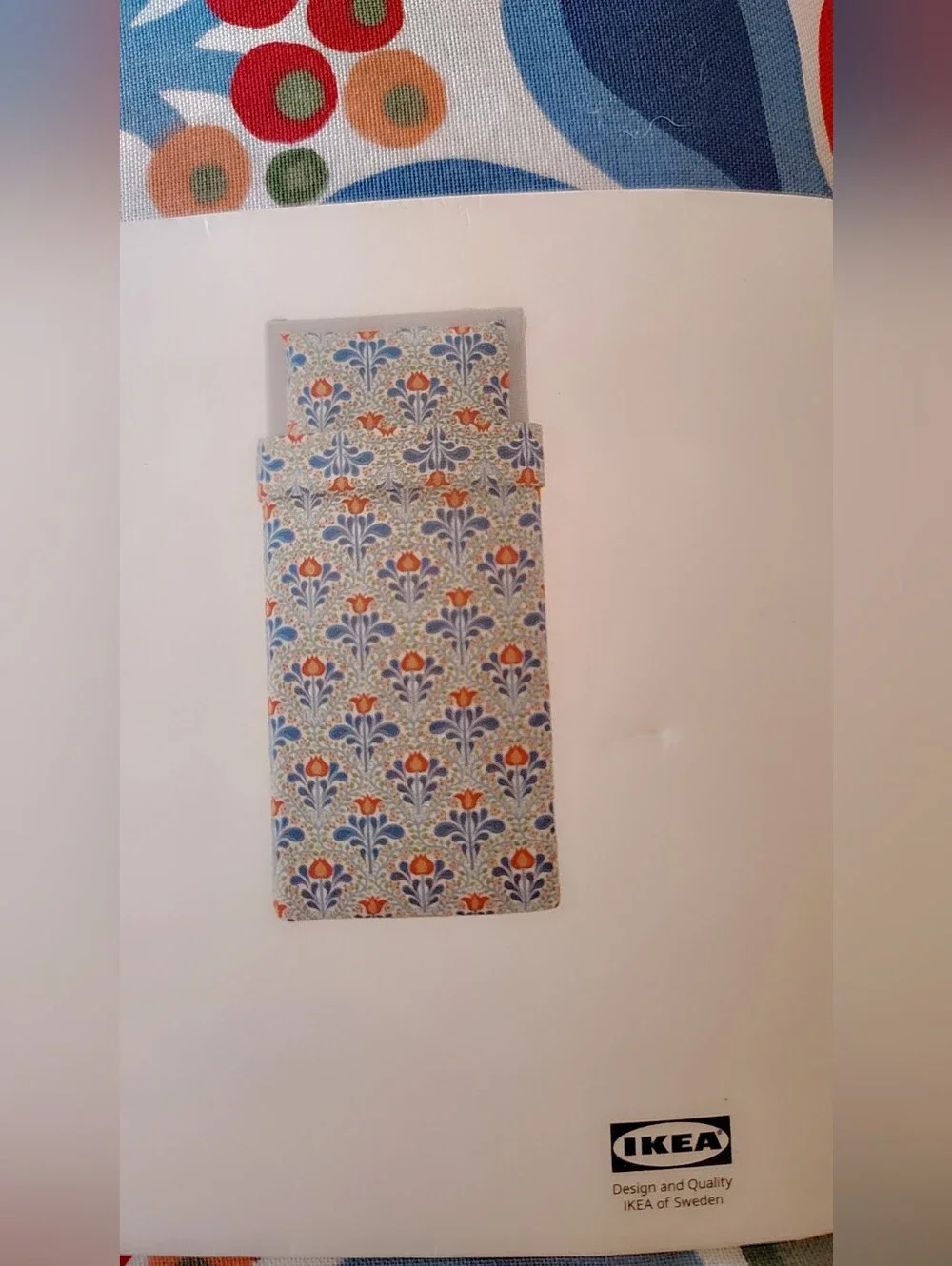 IKEA Twin Duvet Cover Blue and Red Floral Pattern NWT